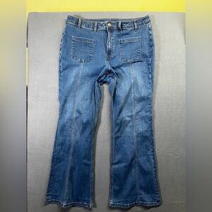 Canyon Retreat Easy Stretch Flare Leg Jeans Womens 16 Plus size Blue Denim 1517